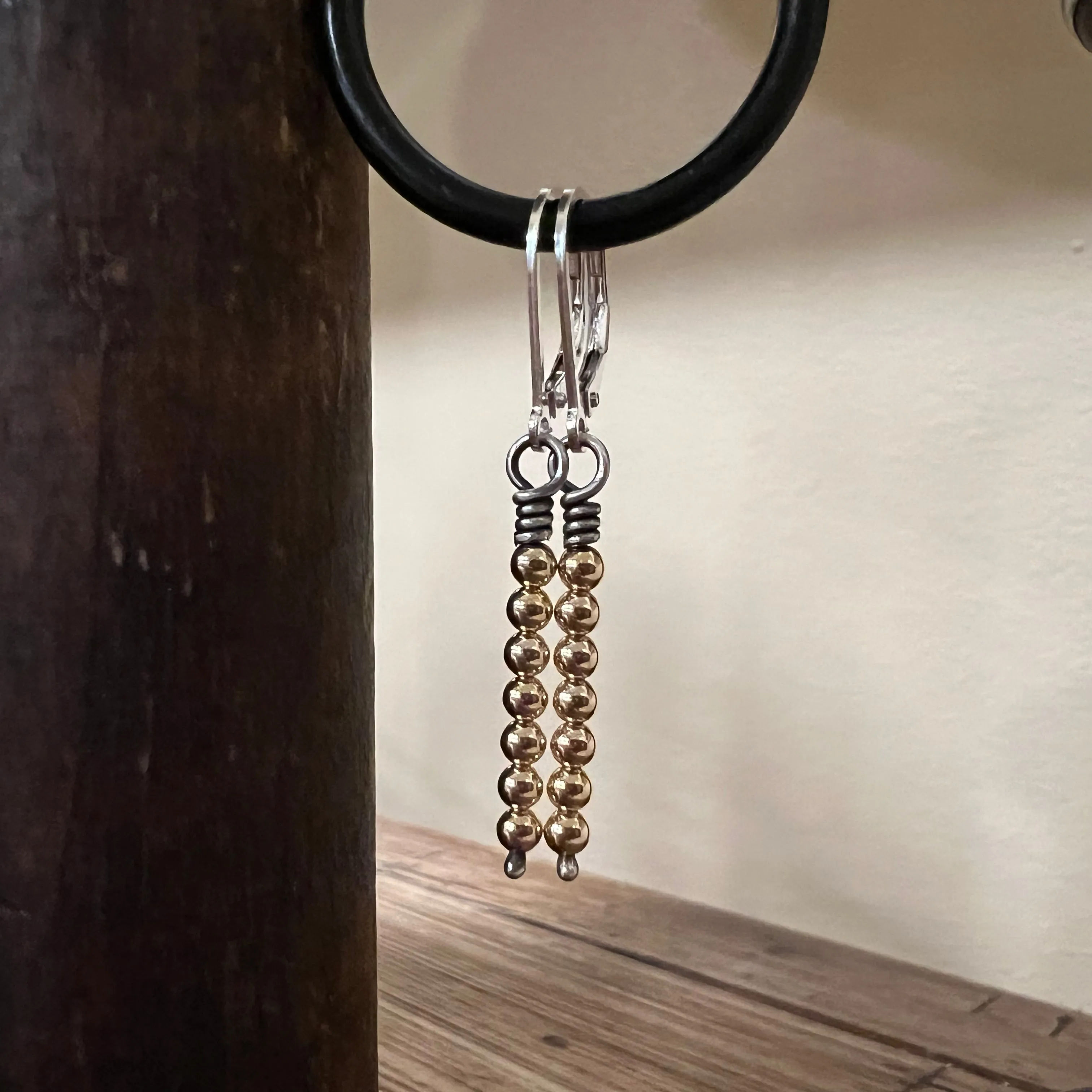 Sterling Silver 14K Yellow Gold Wire Wrapped Earrings