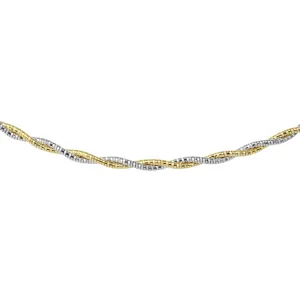 Sterling Silver and Gold Plated Spring Omega Diamond Cut Necklace
