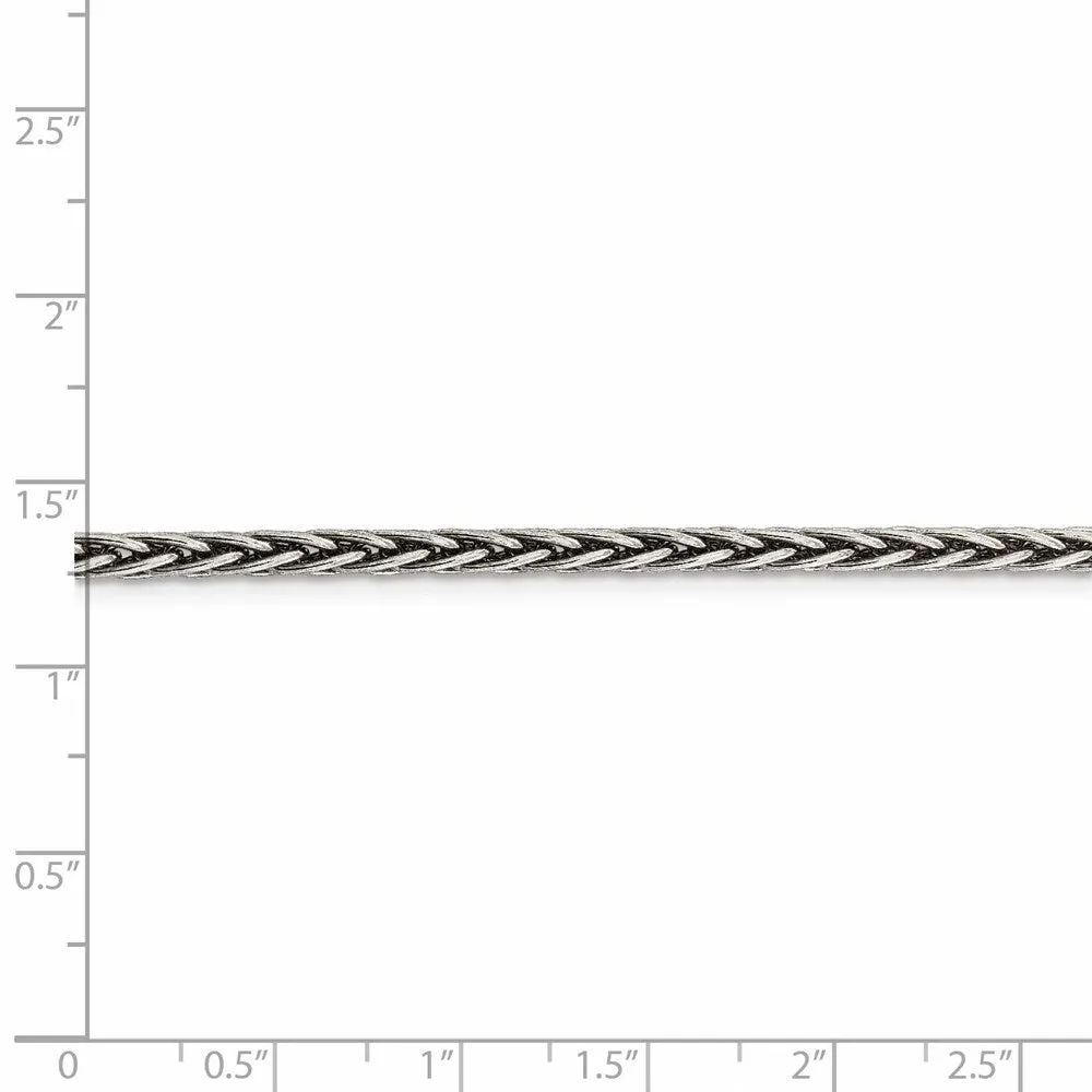 Sterling Silver Antiqued 3.25mm Solid Square Spiga Chain