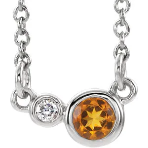 Sterling Silver Citrine & .02 CTW Diamond 18" Necklace