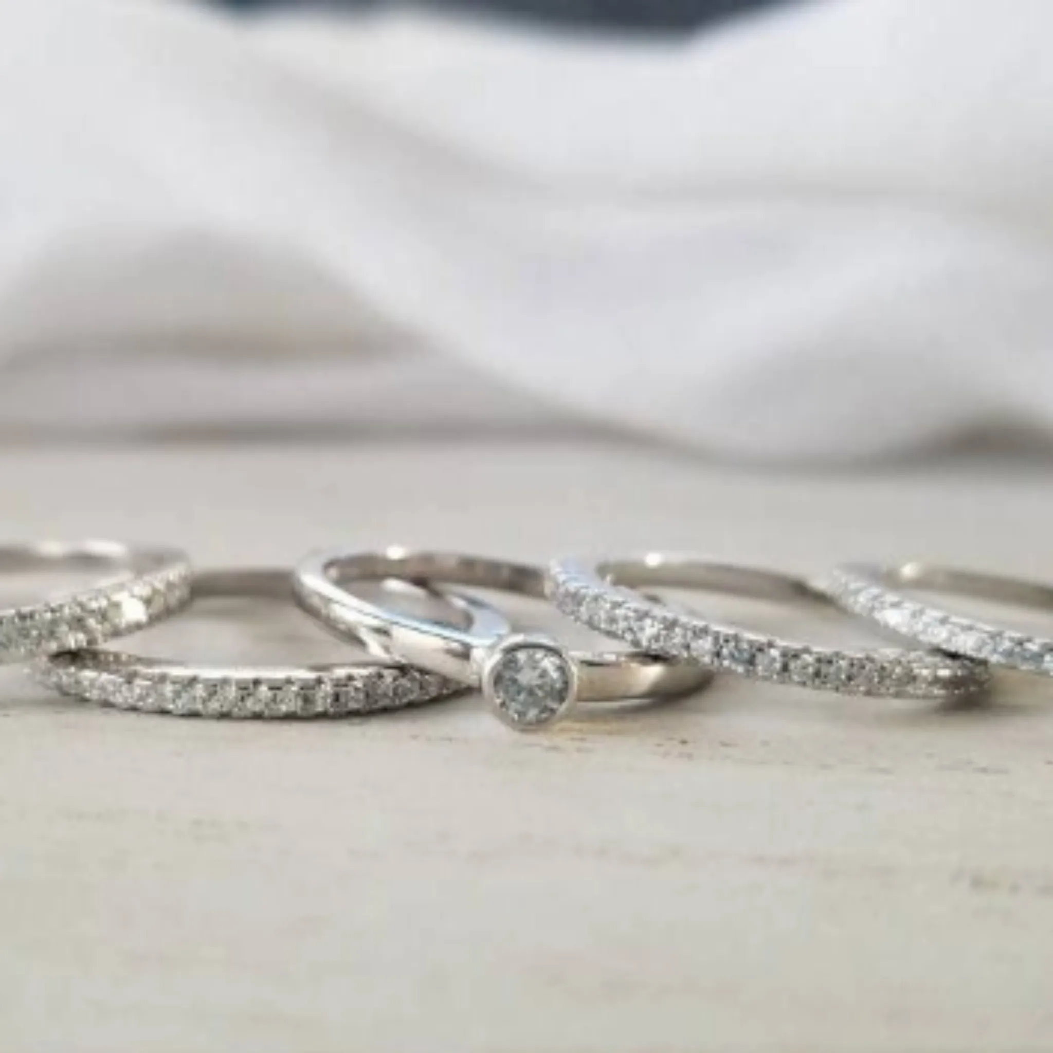 Sterling Silver CZ Eternity or Pave Band