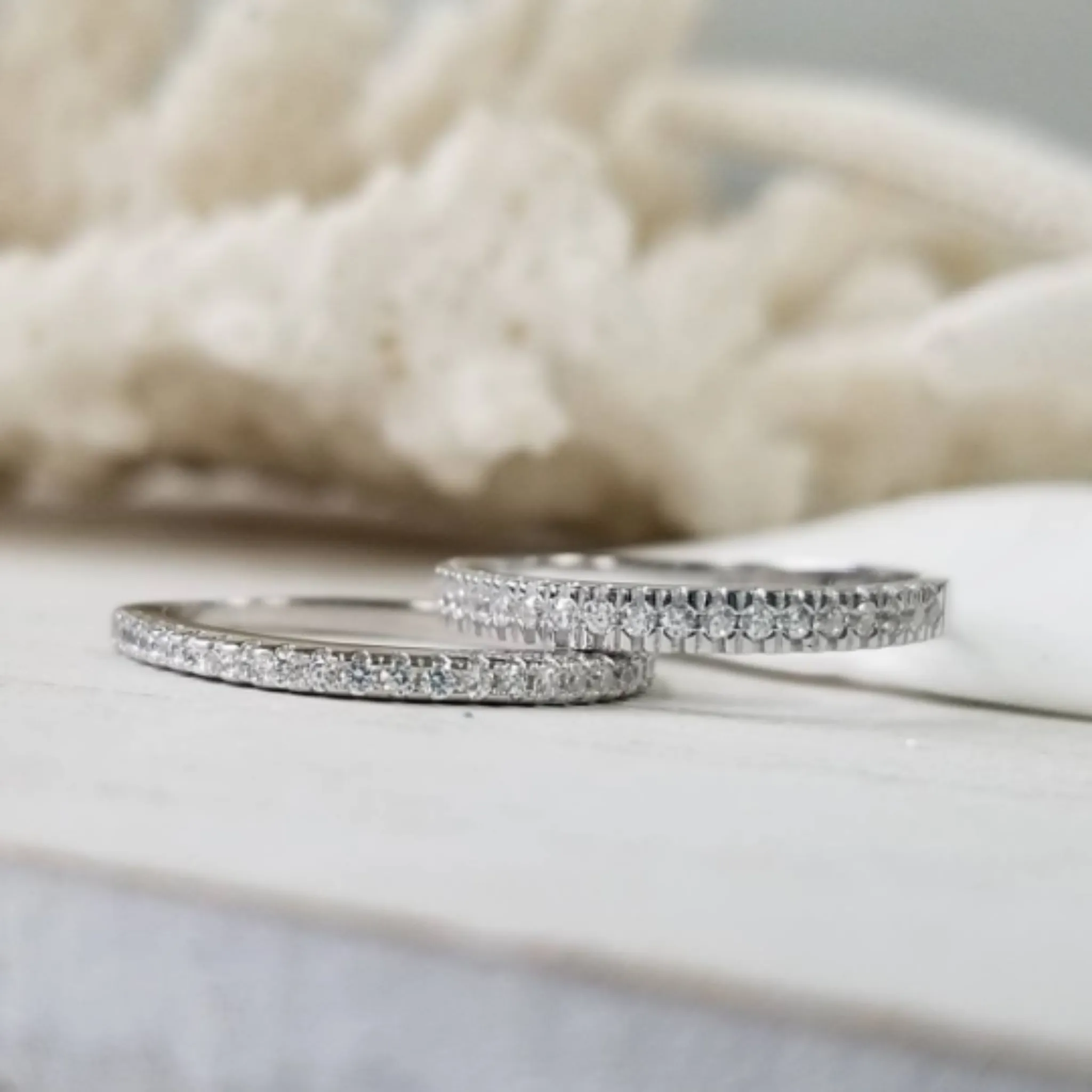 Sterling Silver CZ Eternity or Pave Band