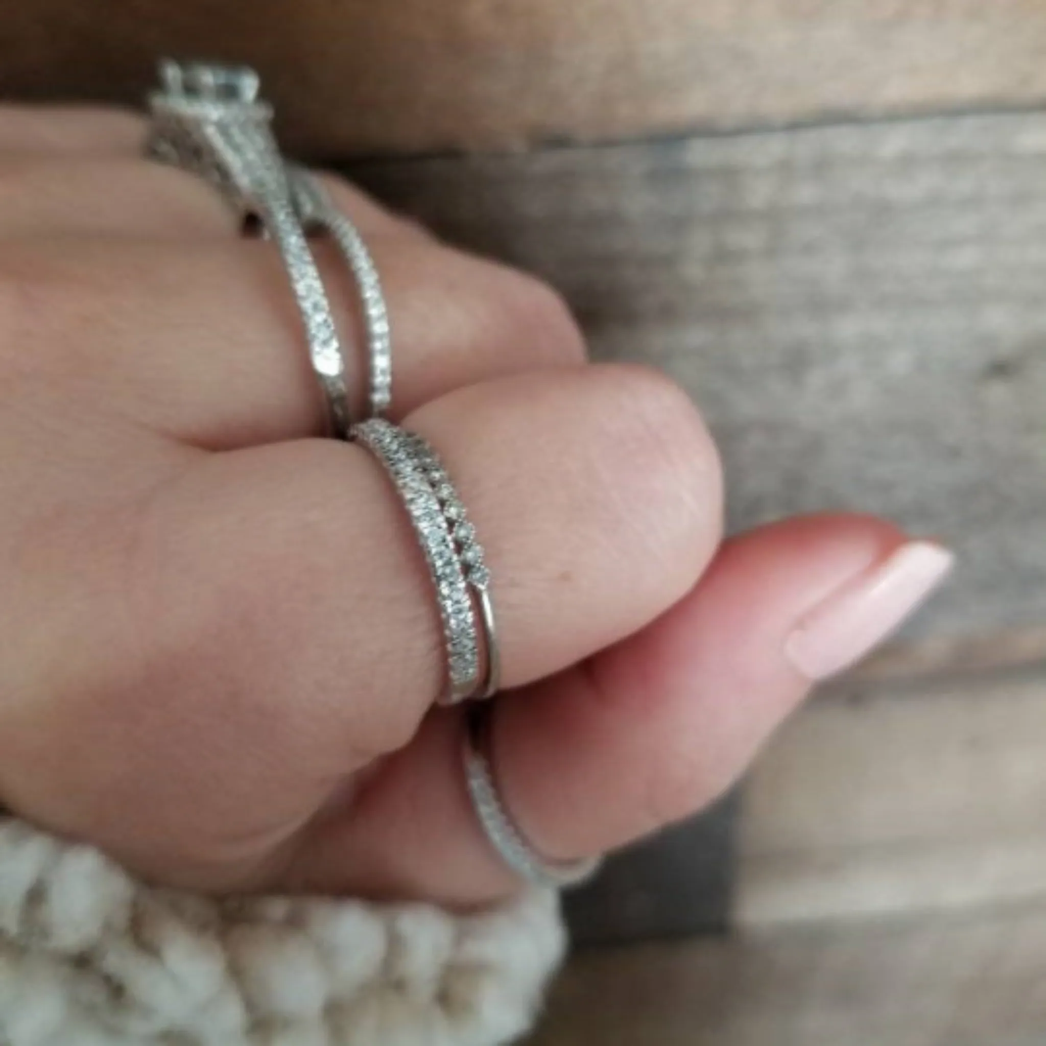 Sterling Silver CZ Eternity or Pave Band
