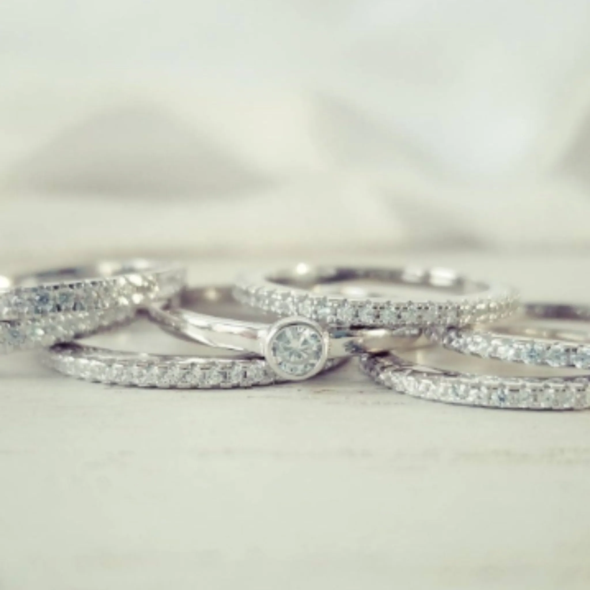 Sterling Silver CZ Eternity or Pave Band