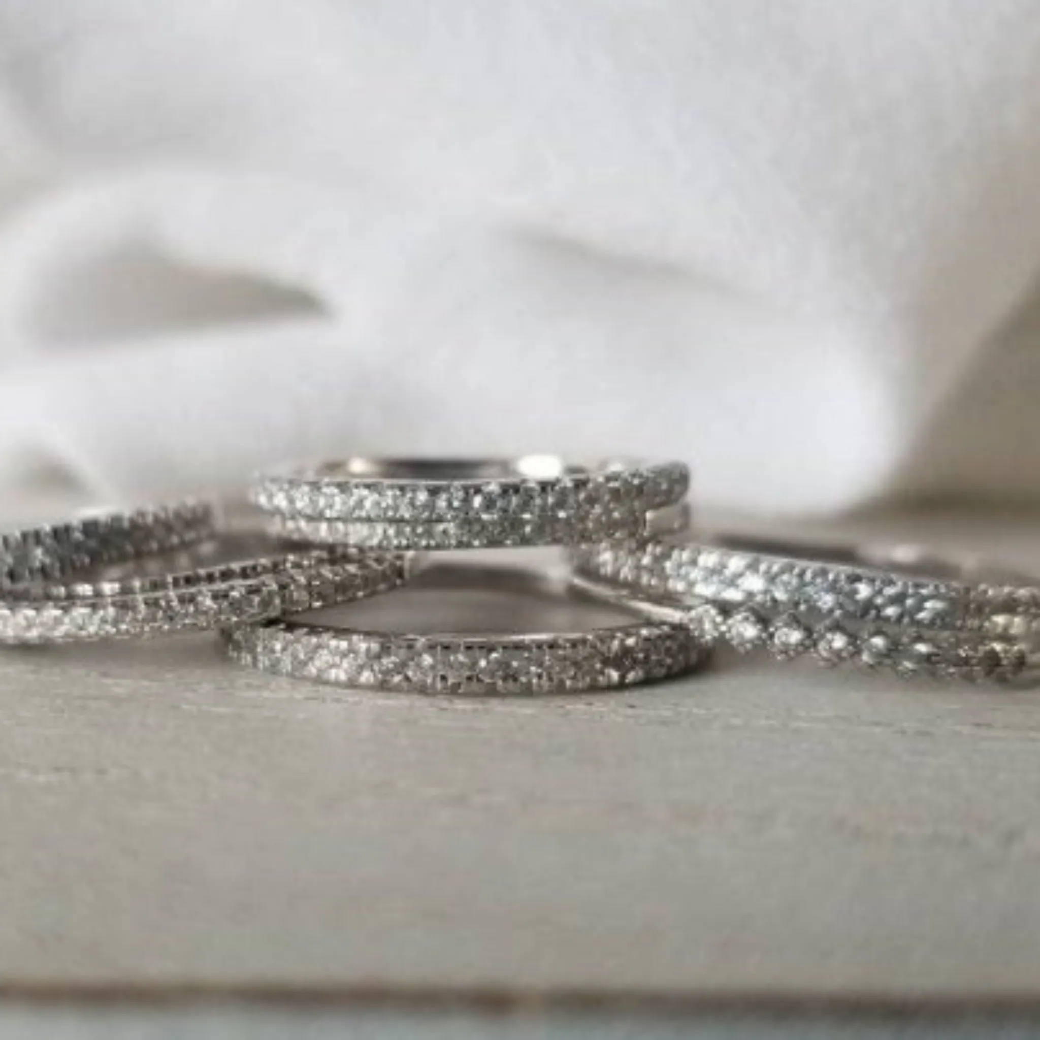 Sterling Silver CZ Eternity or Pave Band