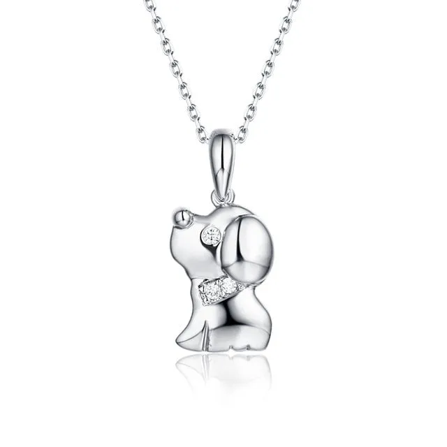 Sterling Silver Dog Pendant Necklace