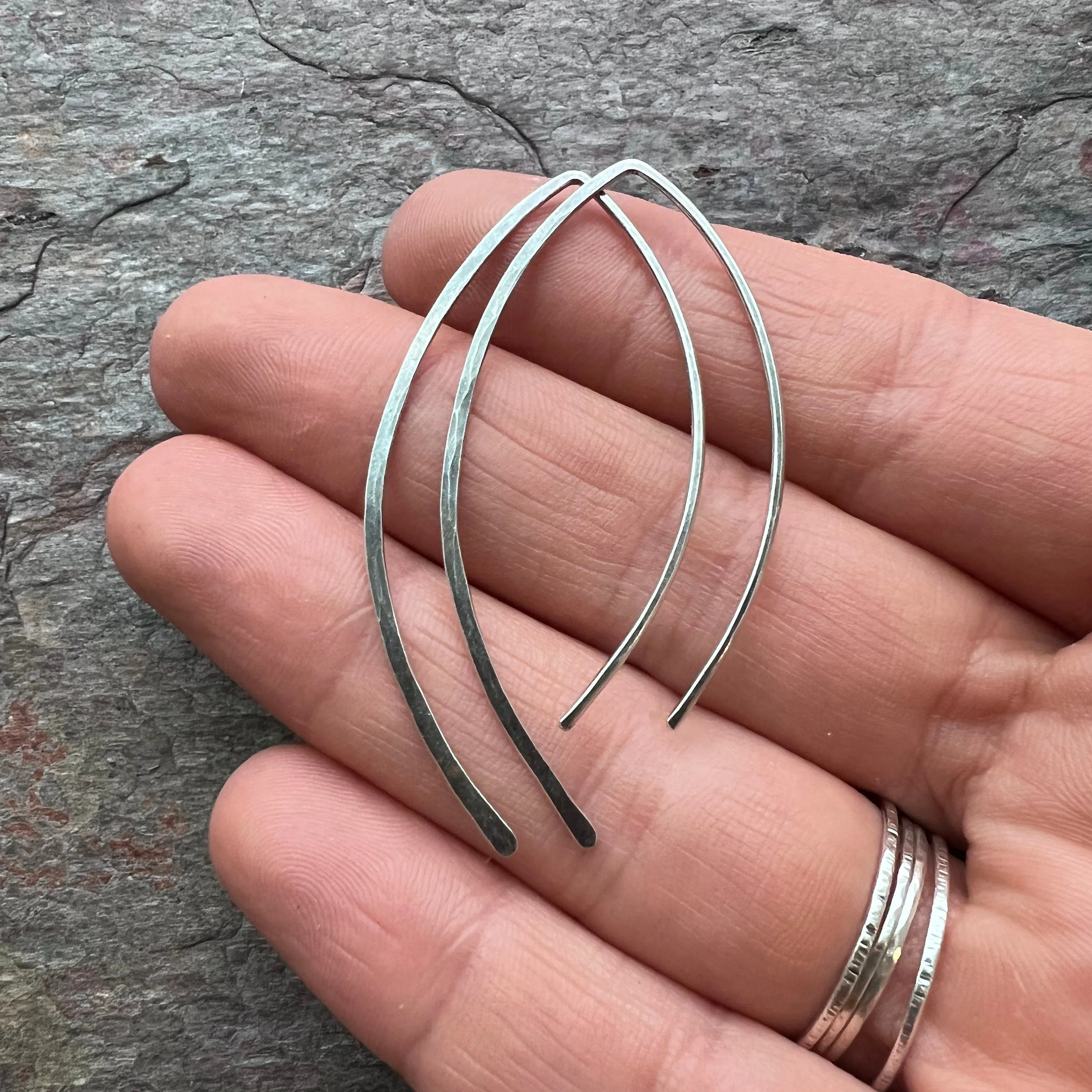 Sterling Silver Earrings Graceful Curve Earrings - Lightweight Long Sterling Silver Earrings
