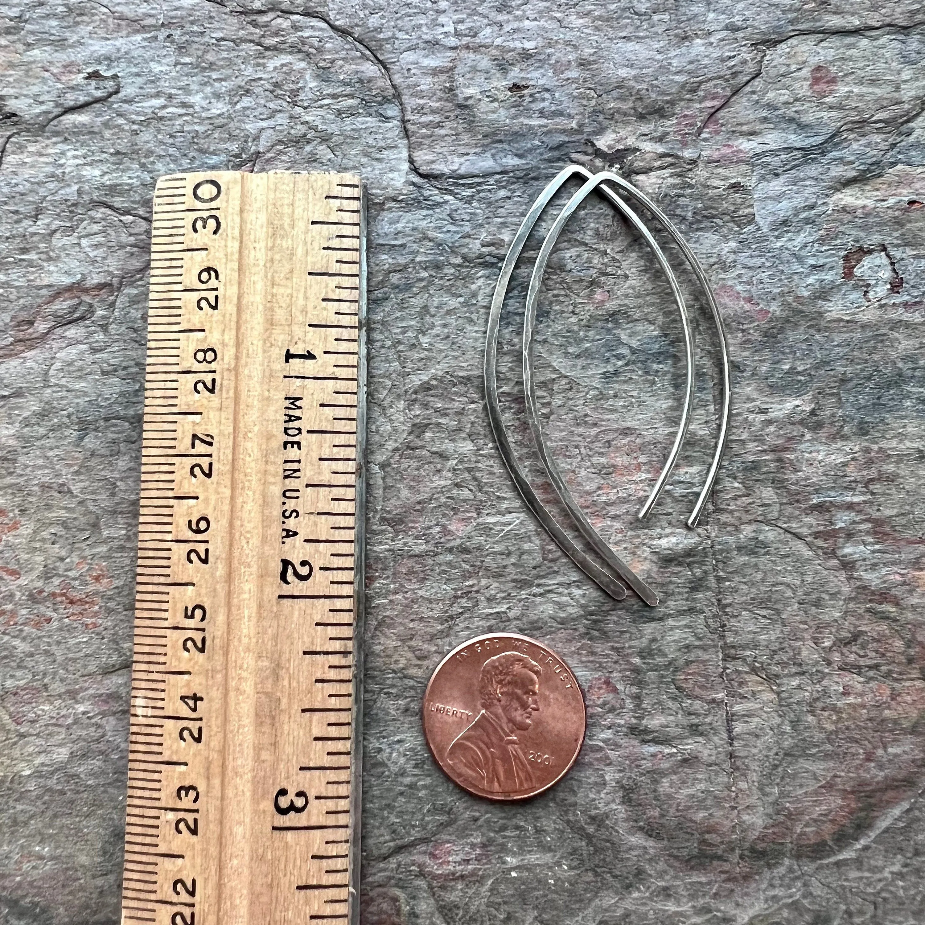Sterling Silver Earrings Graceful Curve Earrings - Lightweight Long Sterling Silver Earrings
