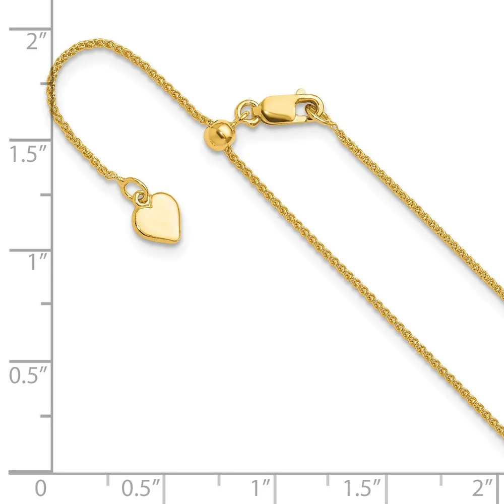 Sterling Silver Gold-plated Adjustable 1mm Spiga Chain