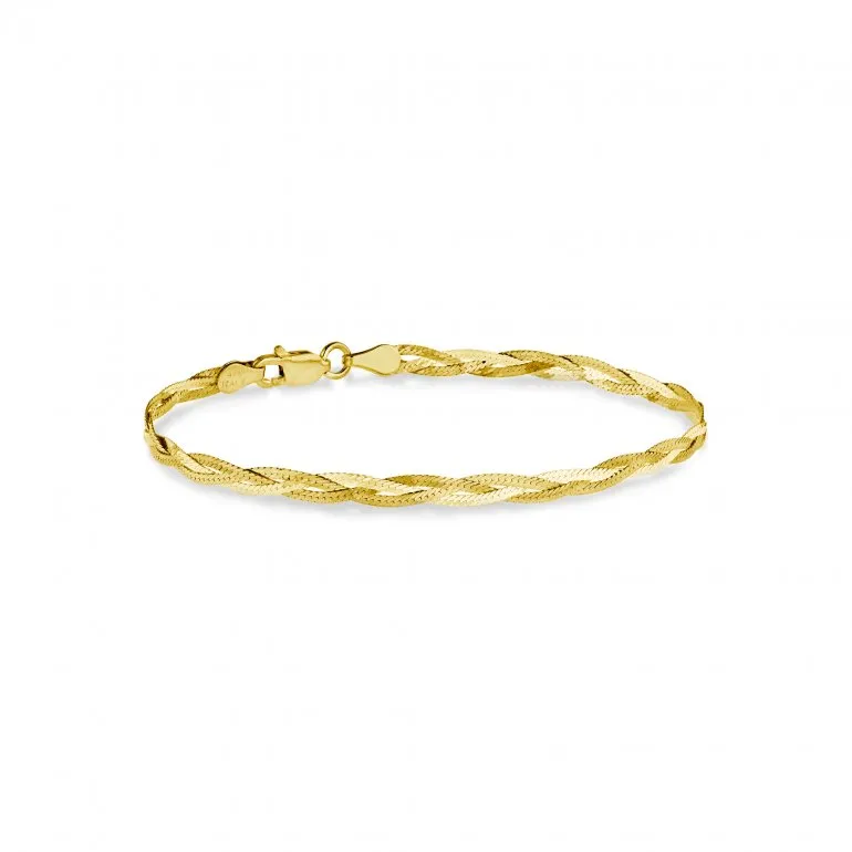 Sterling Silver / Gold Vermeil (4mm) Braided Herringbone Bracelet
