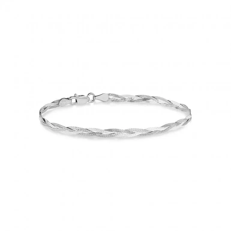 Sterling Silver / Gold Vermeil (4mm) Braided Herringbone Bracelet