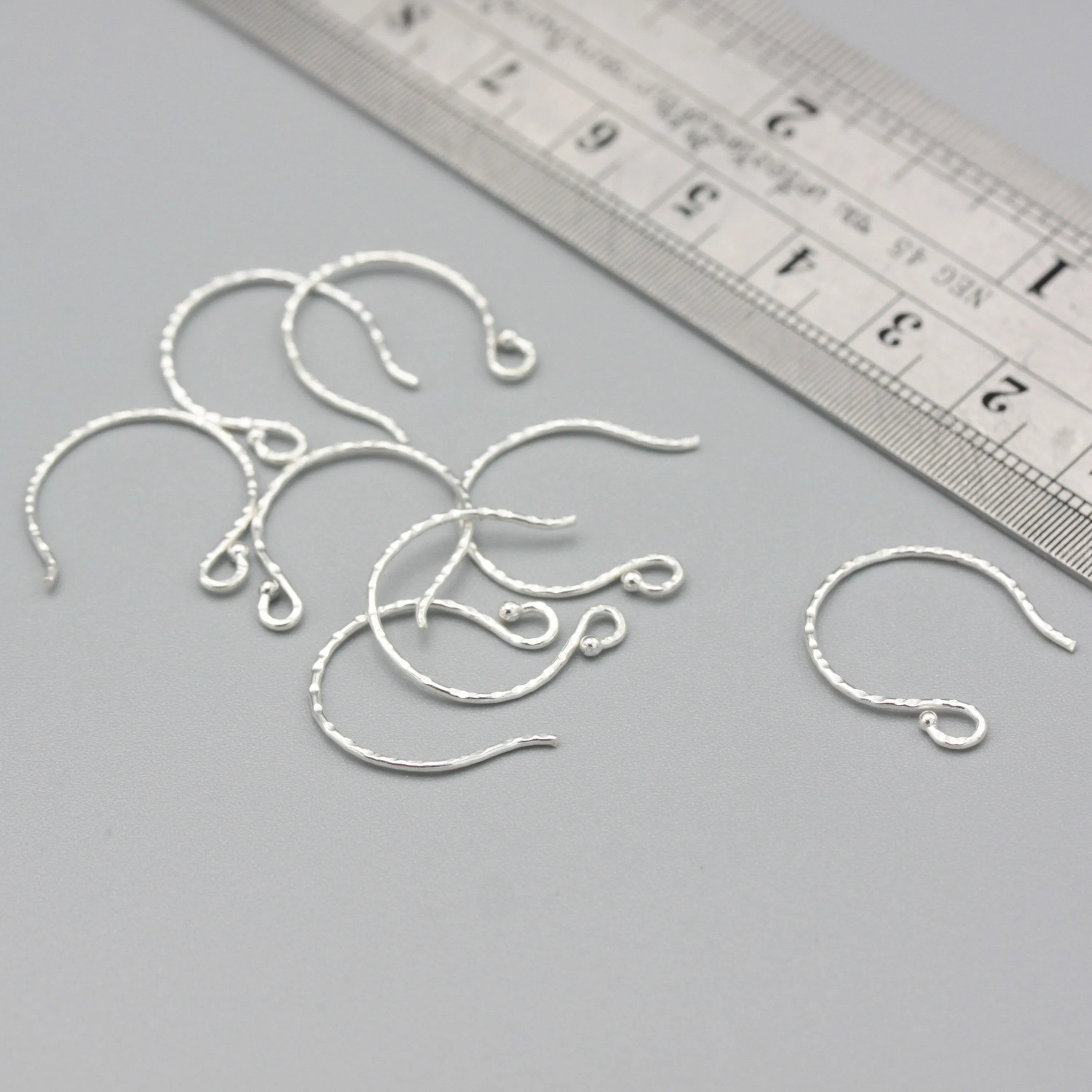 Sterling silver hammered earrings outside loop and ball, Ear Wires, 925 Sterling Silver, Ear Hooks, Simple Classic with 1.5mm ball