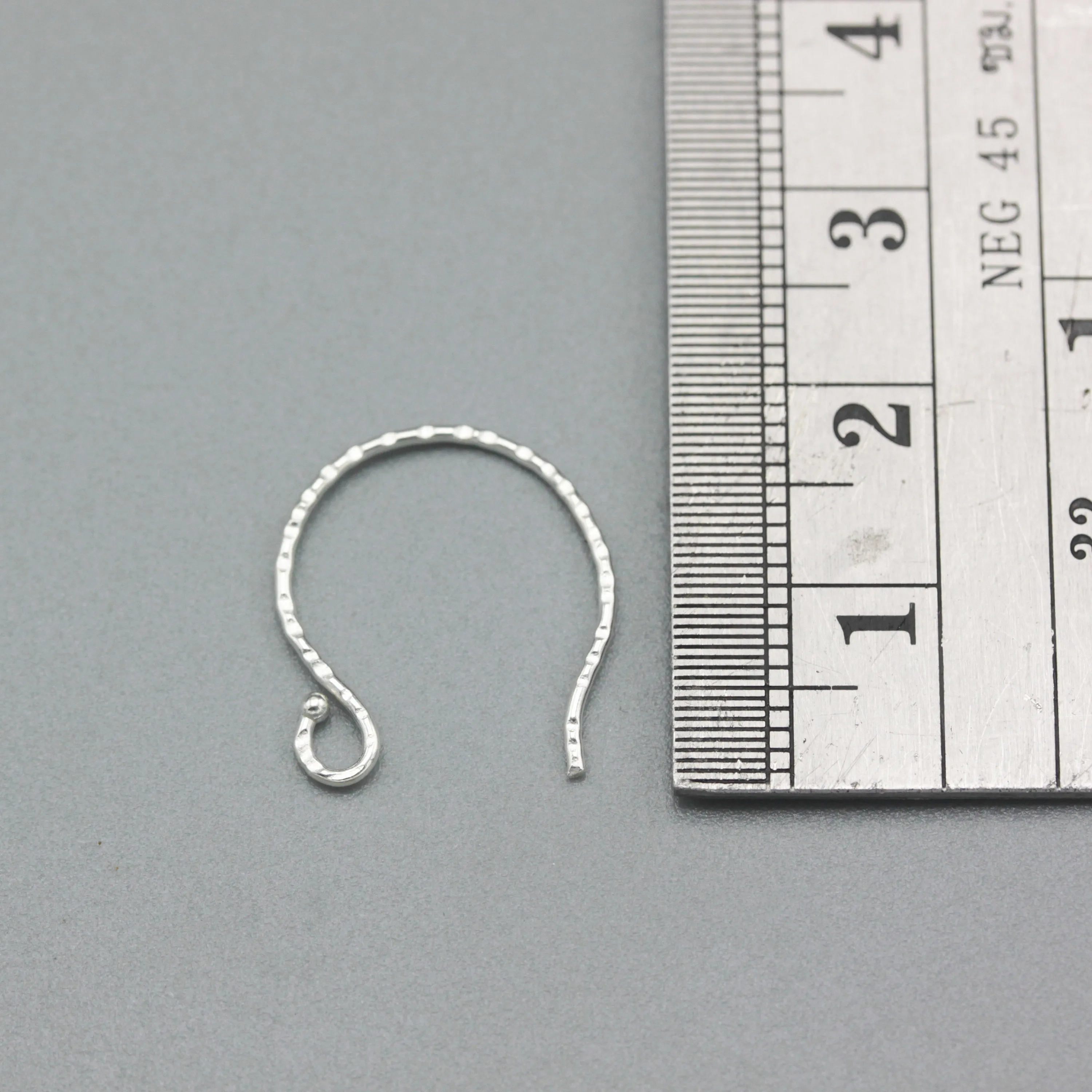 Sterling silver hammered earrings outside loop and ball, Ear Wires, 925 Sterling Silver, Ear Hooks, Simple Classic with 1.5mm ball