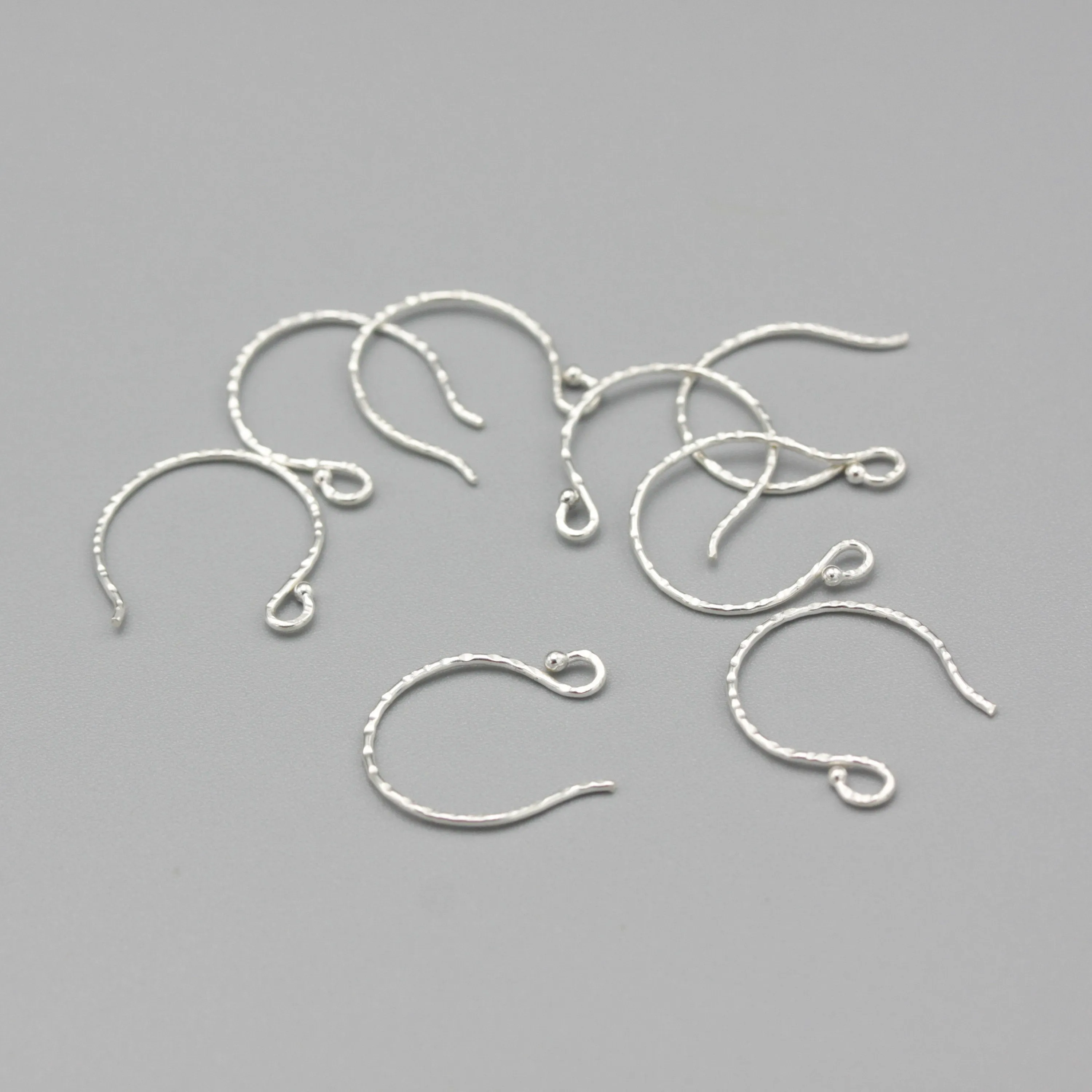 Sterling silver hammered earrings outside loop and ball, Ear Wires, 925 Sterling Silver, Ear Hooks, Simple Classic with 1.5mm ball