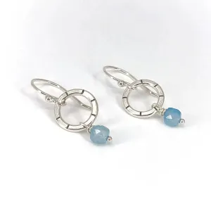 Sterling Silver Hoop Earrings with Aquamarine