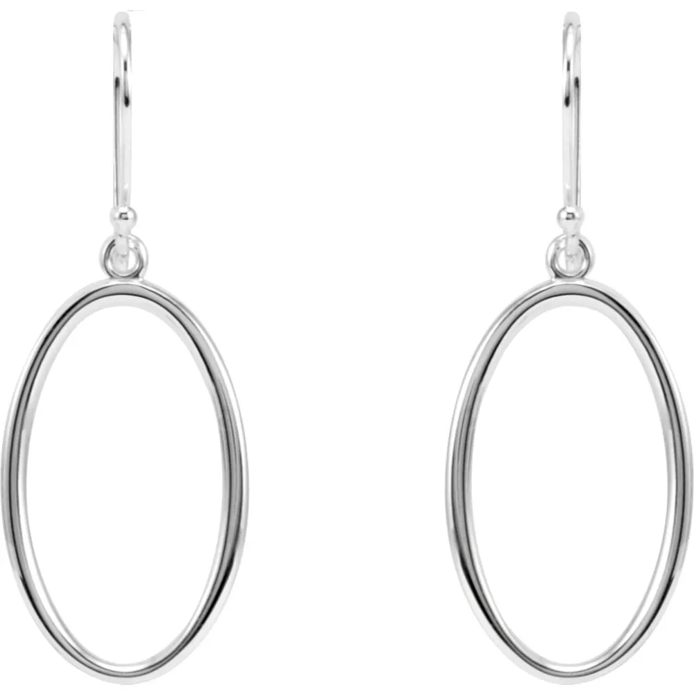 Sterling Silver Oval Dangle Earrings