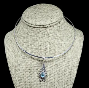 Sterling Silver Pendant with Blue Topaz