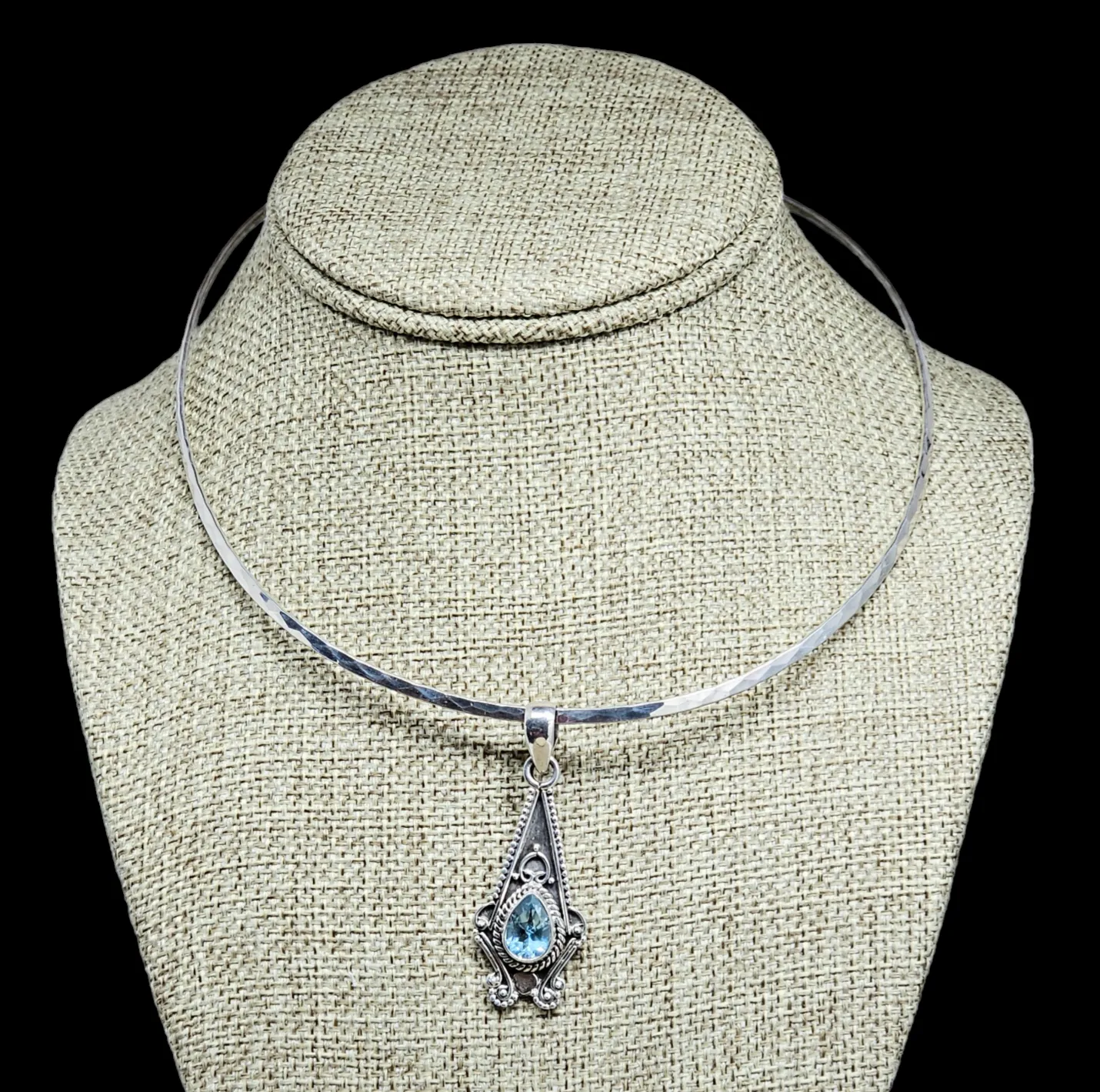 Sterling Silver Pendant with Blue Topaz