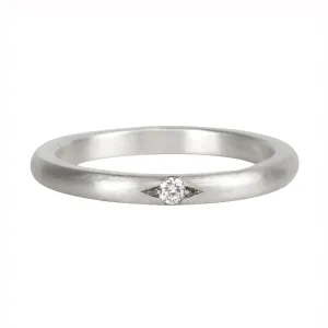 Sterling Silver "Basit" Band with Valley Set Diamond