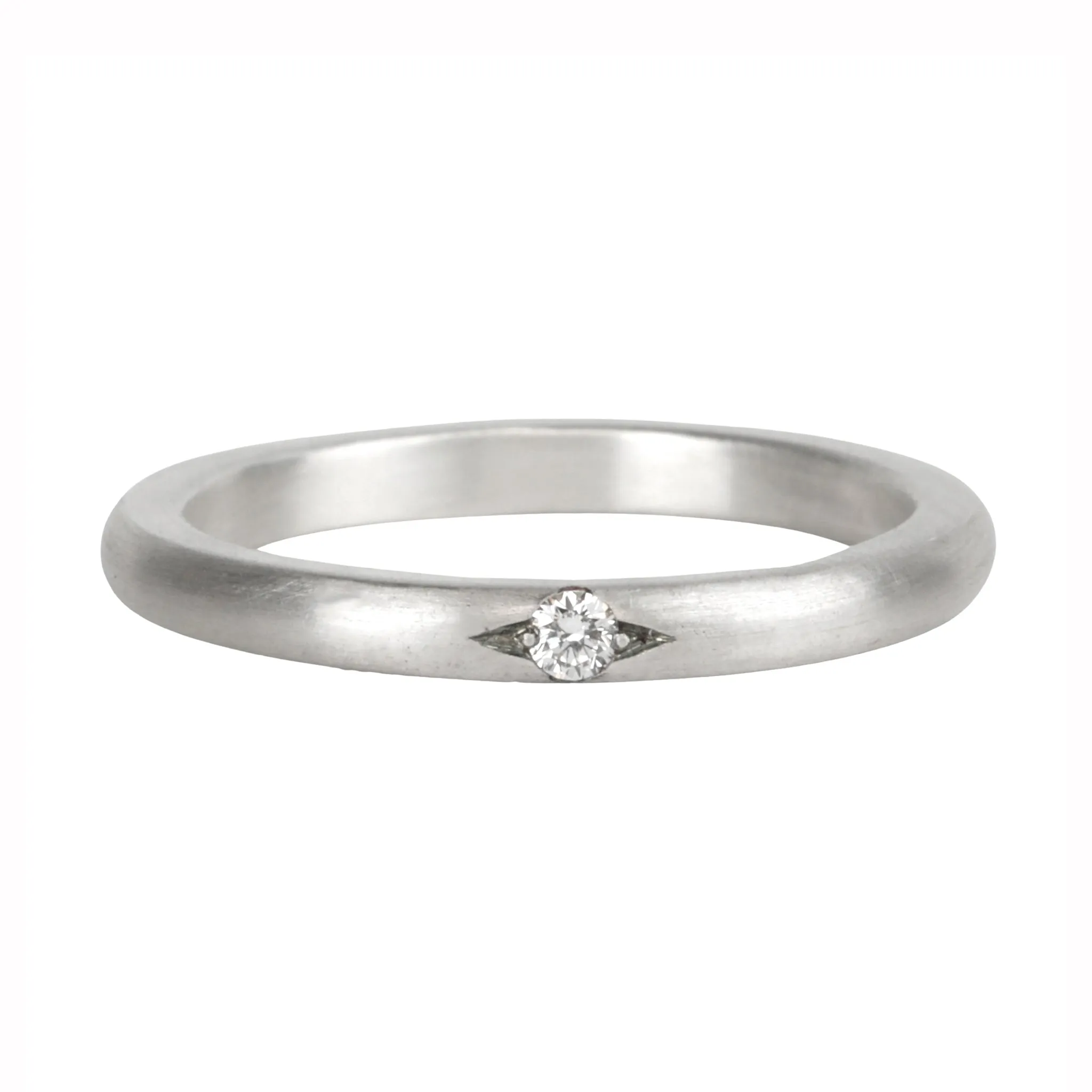 Sterling Silver "Basit" Band with Valley Set Diamond