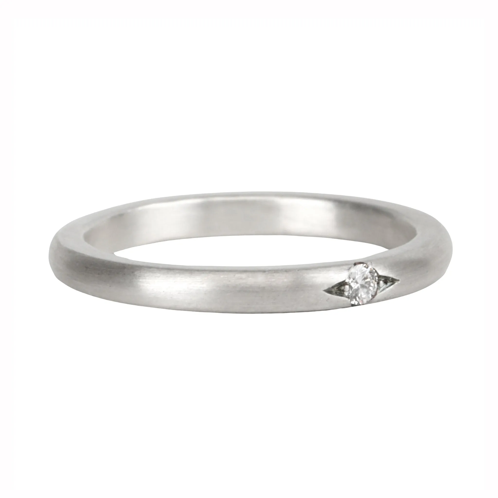 Sterling Silver "Basit" Band with Valley Set Diamond
