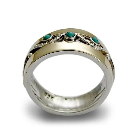 Sterling silver ring, silver yellow gold ring, zircons bad, mothers ring, birthstones ring, two toned band - Entertainment tonight R1240