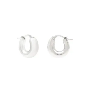 Sterling Silver Small Graduated Puff Hoop Earrings