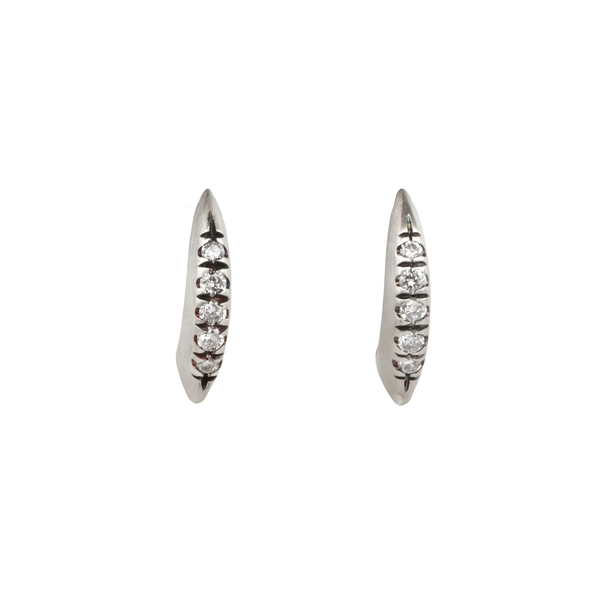 Sterling Silver Small Open "Kulua" Grey Hoop Earrings with Diamonds