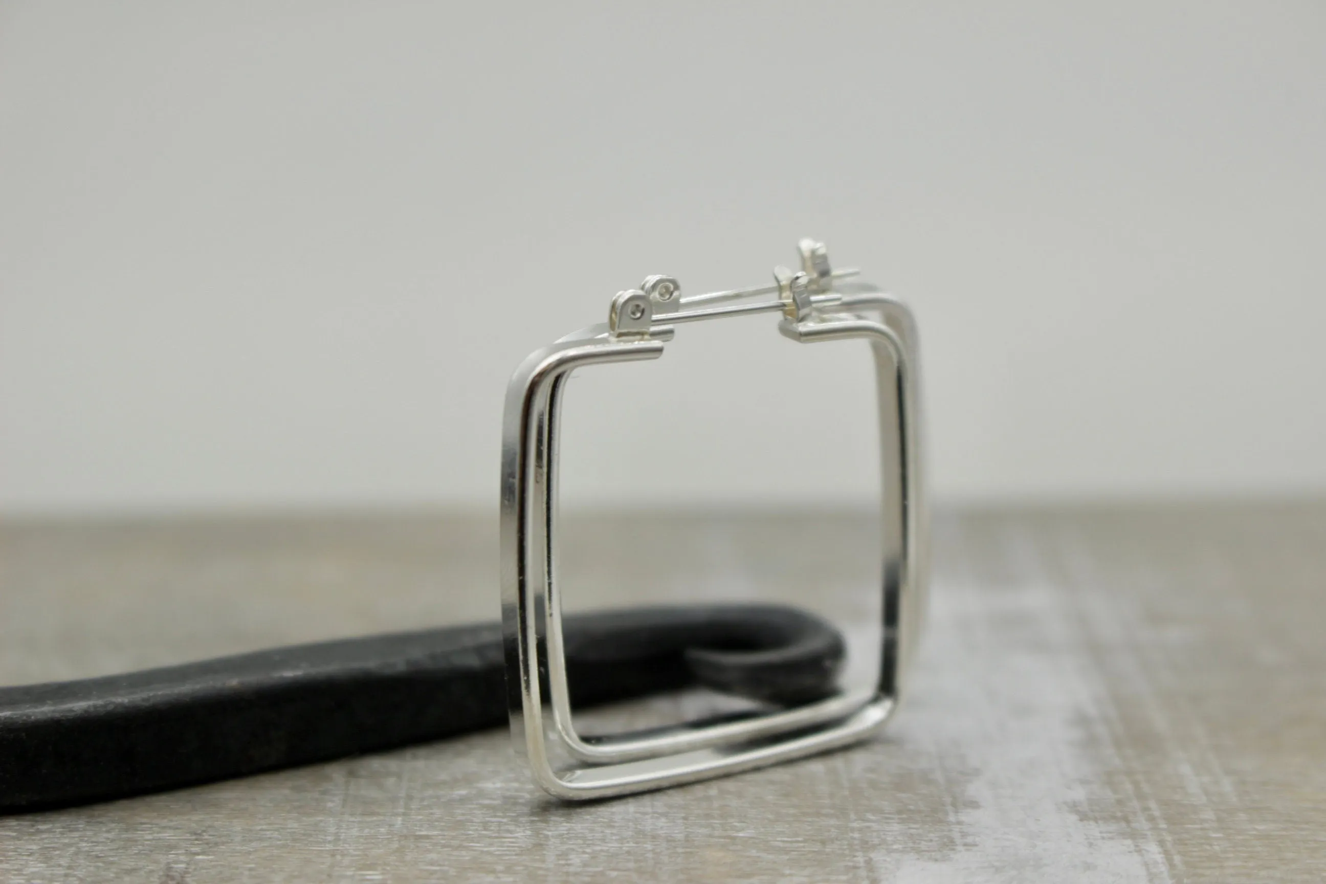 Sterling silver square hoop earrings