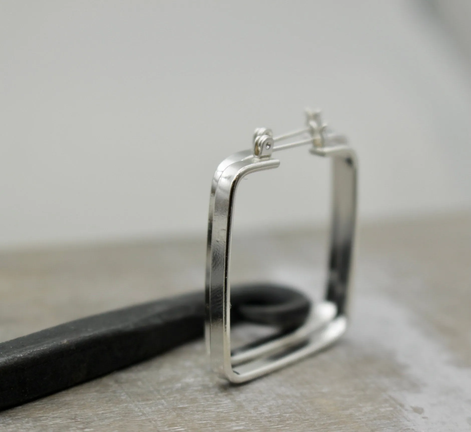 Sterling silver square hoop earrings