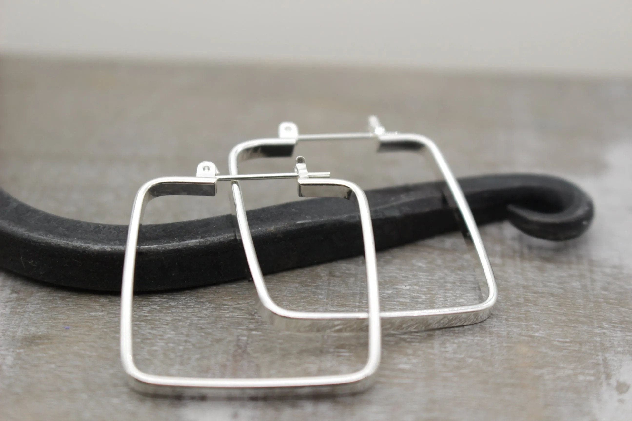 Sterling silver square hoop earrings