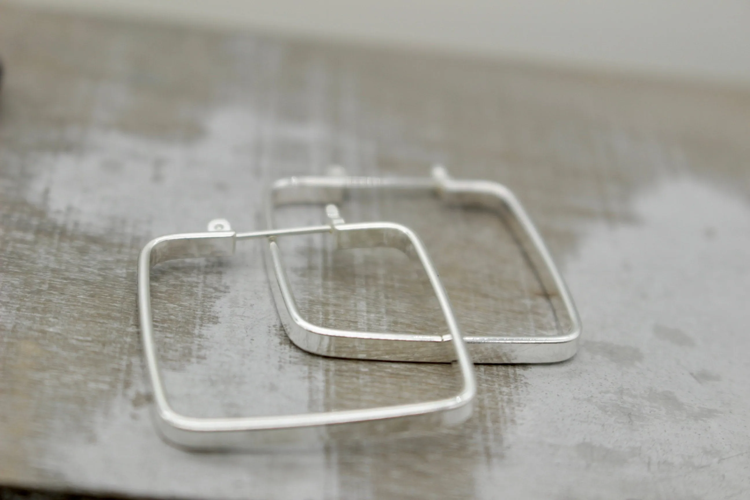 Sterling silver square hoop earrings