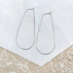 Sterling Silver Teardrop Wire Hoop Earrings 60mm