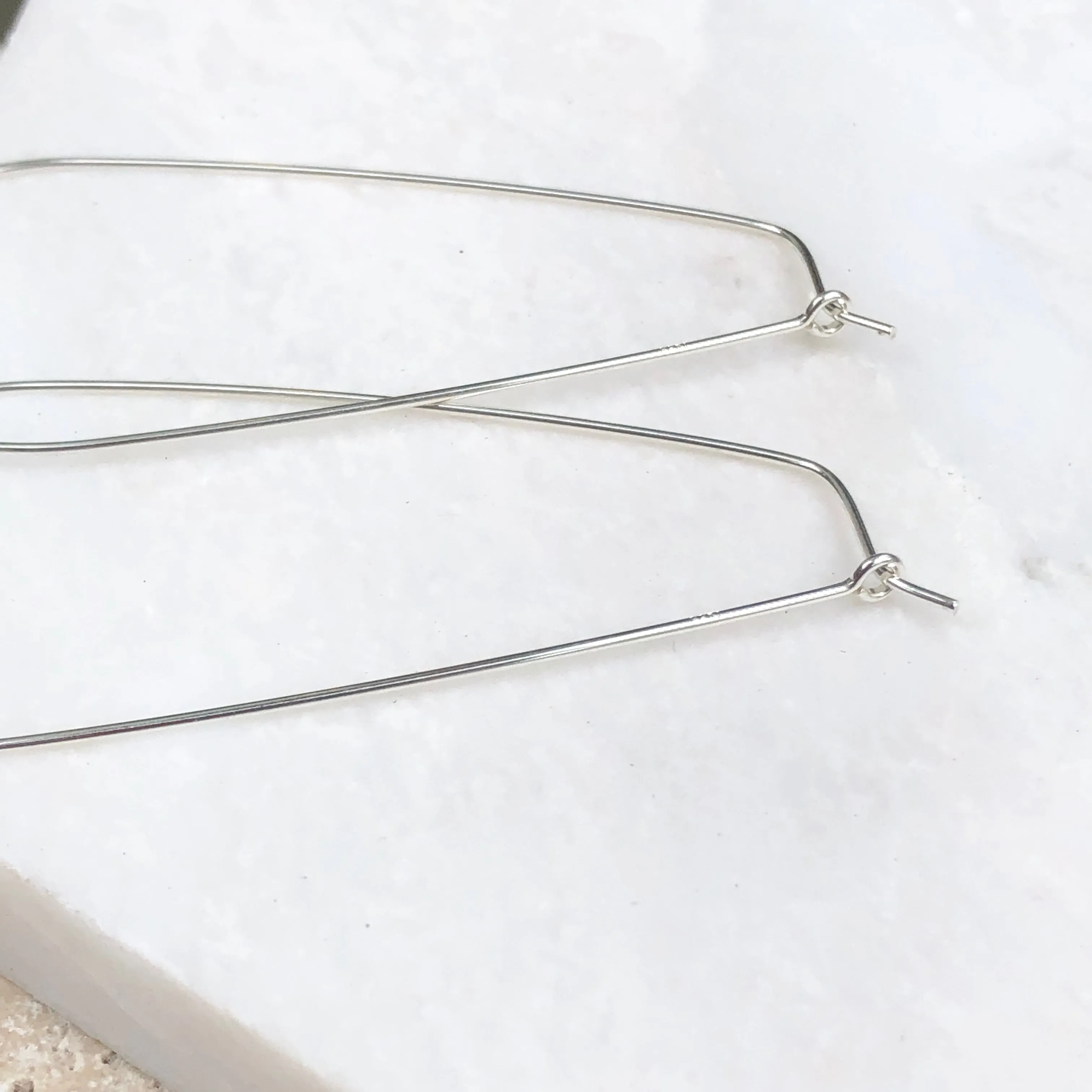 Sterling Silver Teardrop Wire Hoop Earrings 60mm
