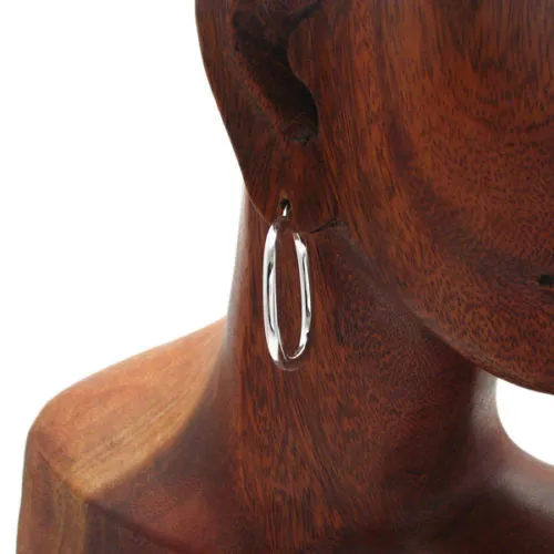Sterling Silver Thin Square Hoop Earrings