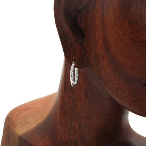 Sterling Silver Twist Thin Oval Hoop Earrings. Available in 2 Sizes.