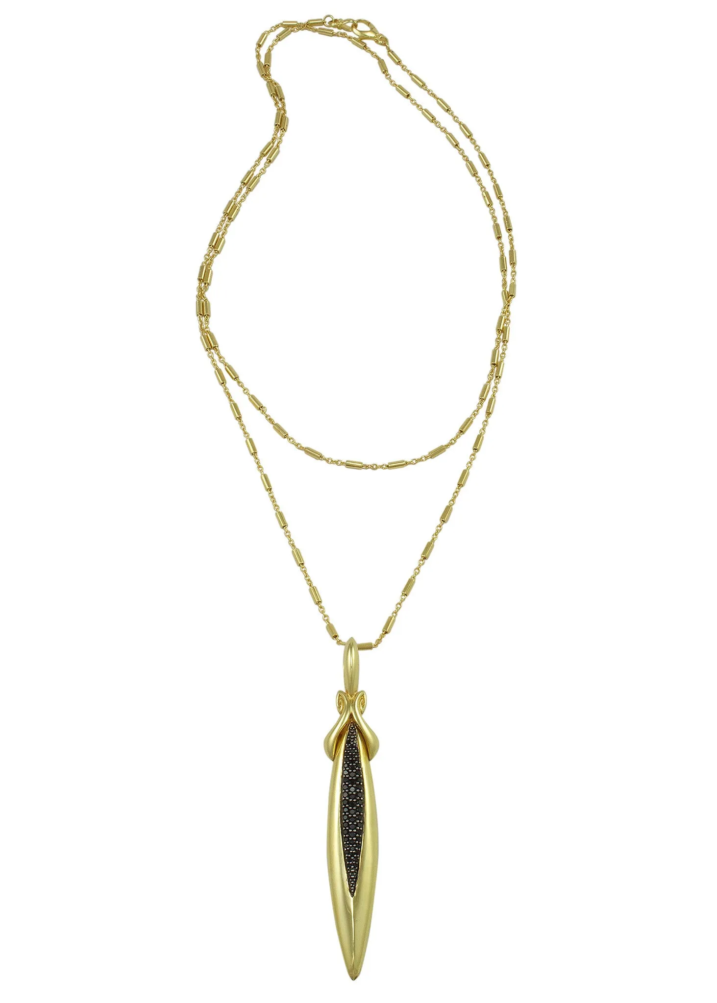 Stiletto Majesty Pavé Pendant - 18K Gold Vermeil   CZ Noir