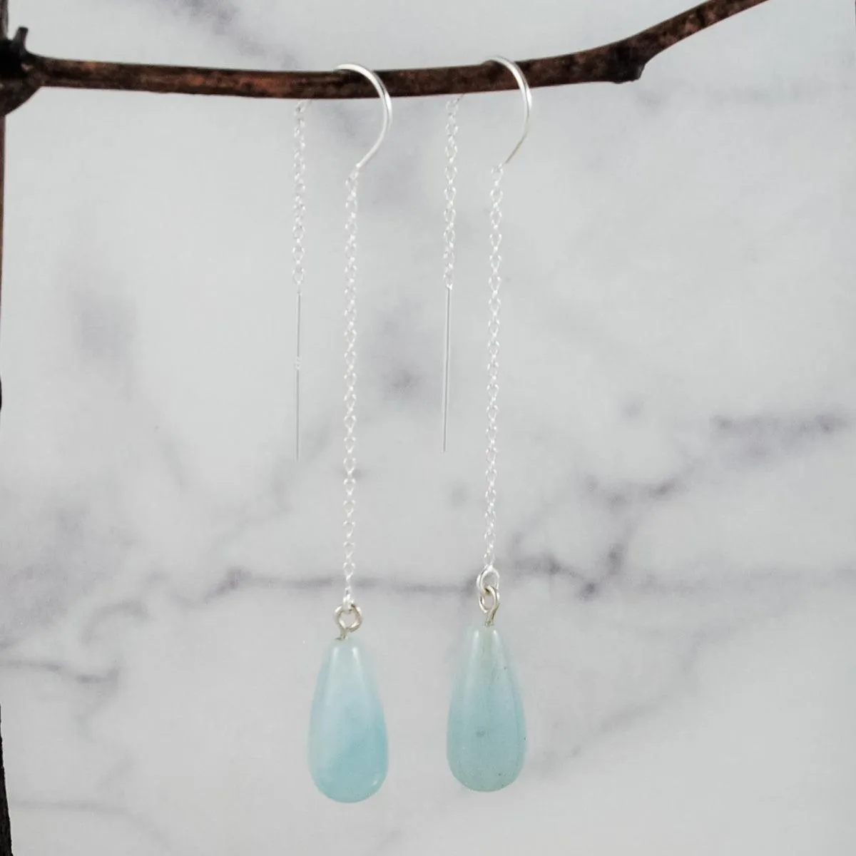 Stone Threader Earrings - Sterling Silver
