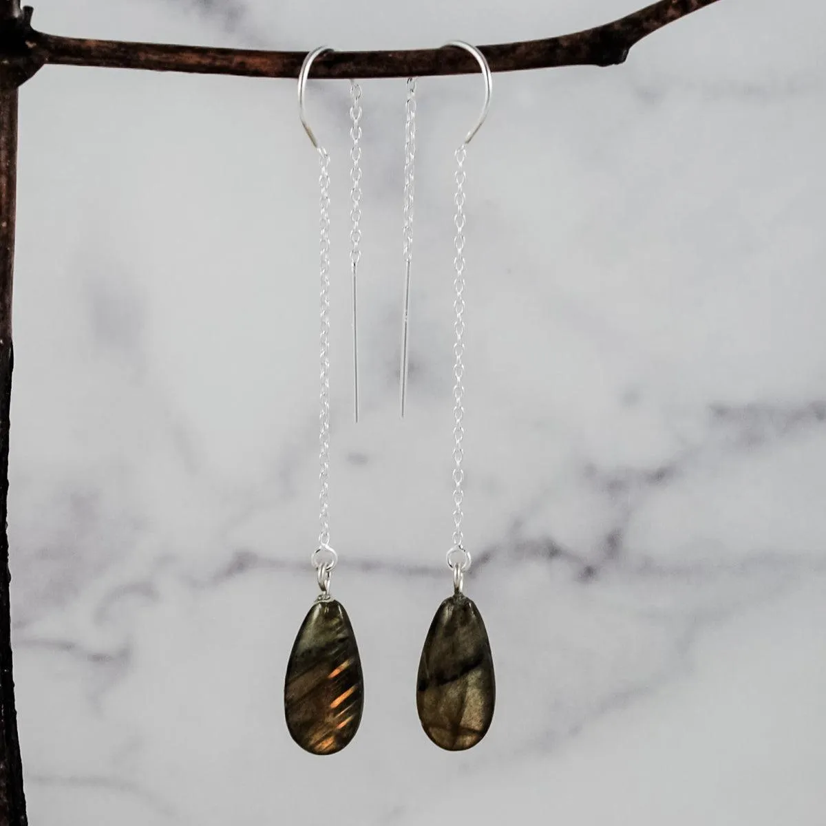 Stone Threader Earrings - Sterling Silver