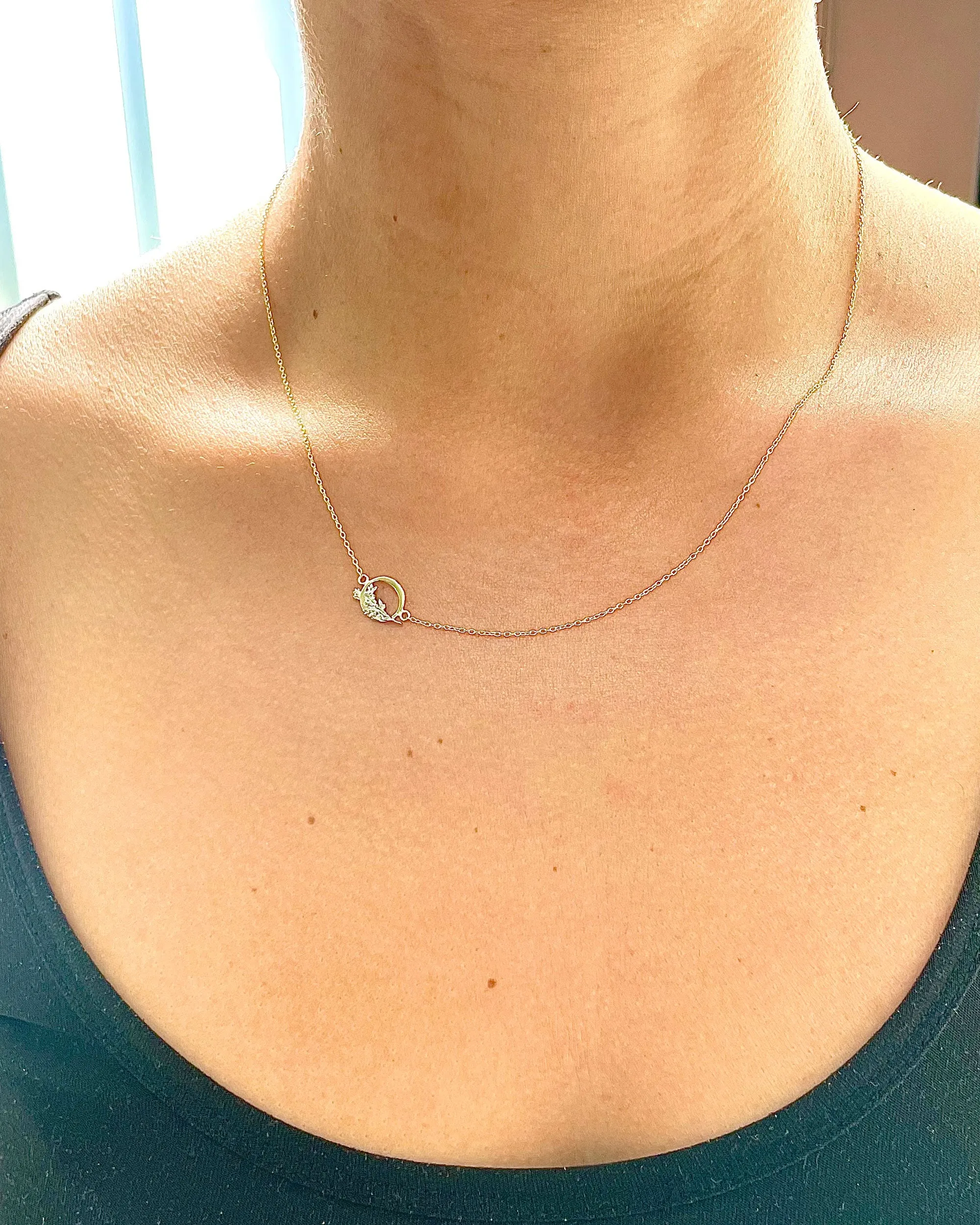 Stunning minimalist Design 14K Solid Yellow And White Gold Tree Of Life In Circle of Love Life Pendent Necklace Wedding Bridal Gift