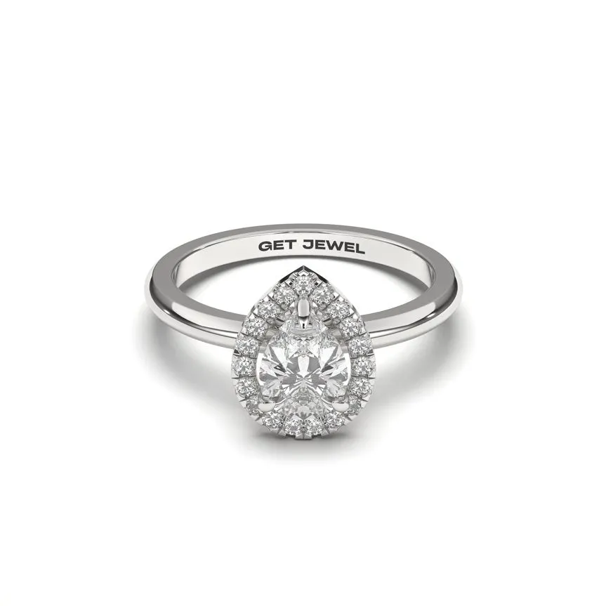 SUBLIME - Pear Halo Smooth Band - 3 prongs
