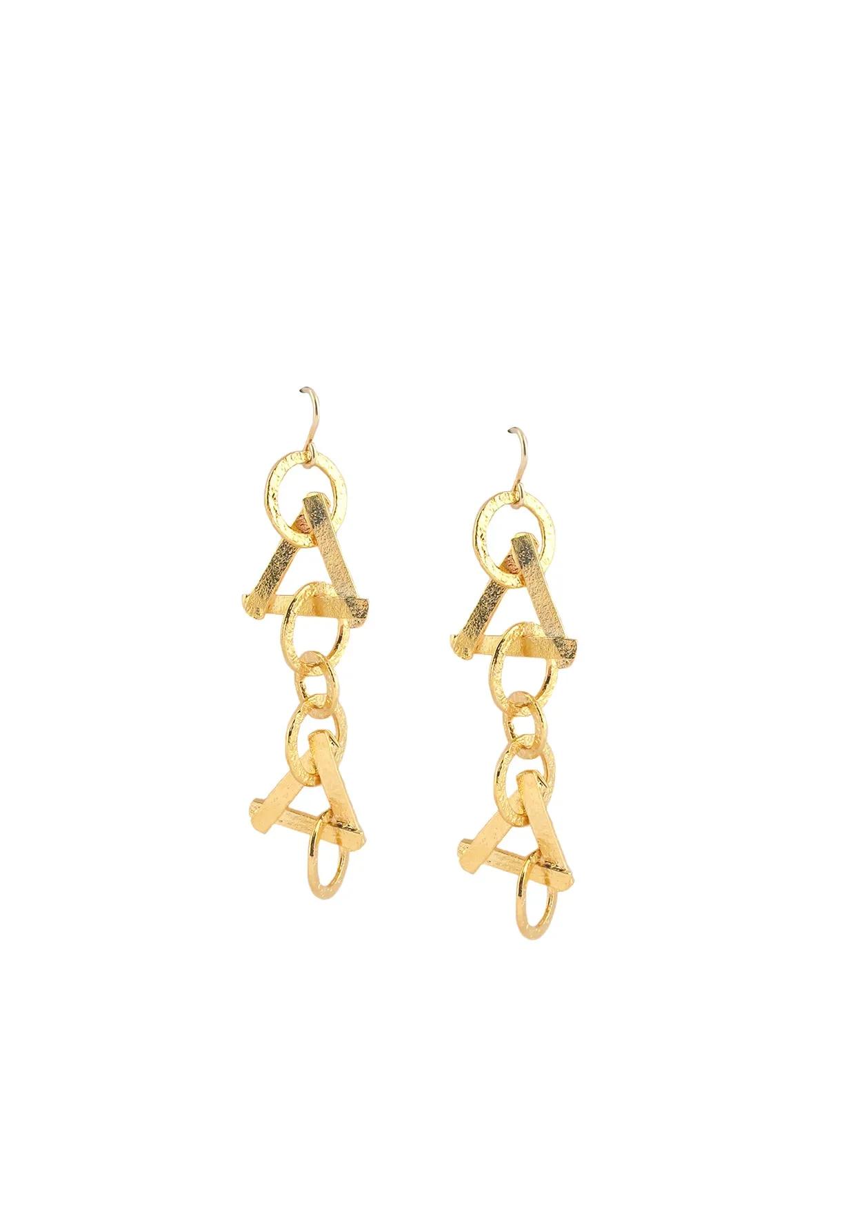 Textured Gold Triangle Dangle Earrings