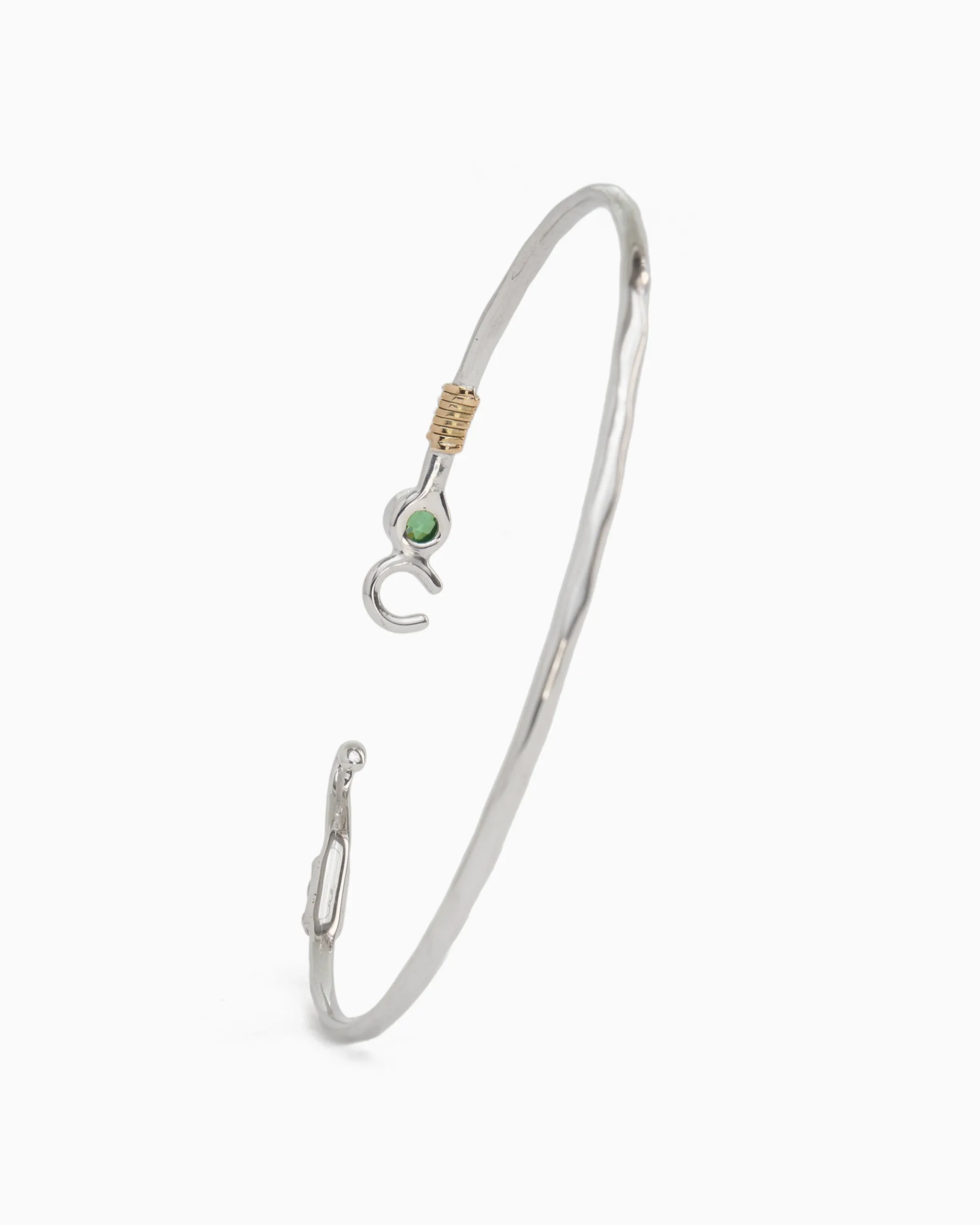 The Hook Bracelet with Stone, 2mm - Green Zircon
