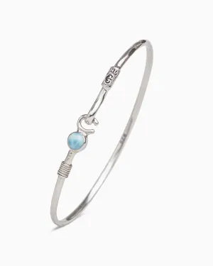 The Hook Bracelet with Stone, 2mm - Larimar