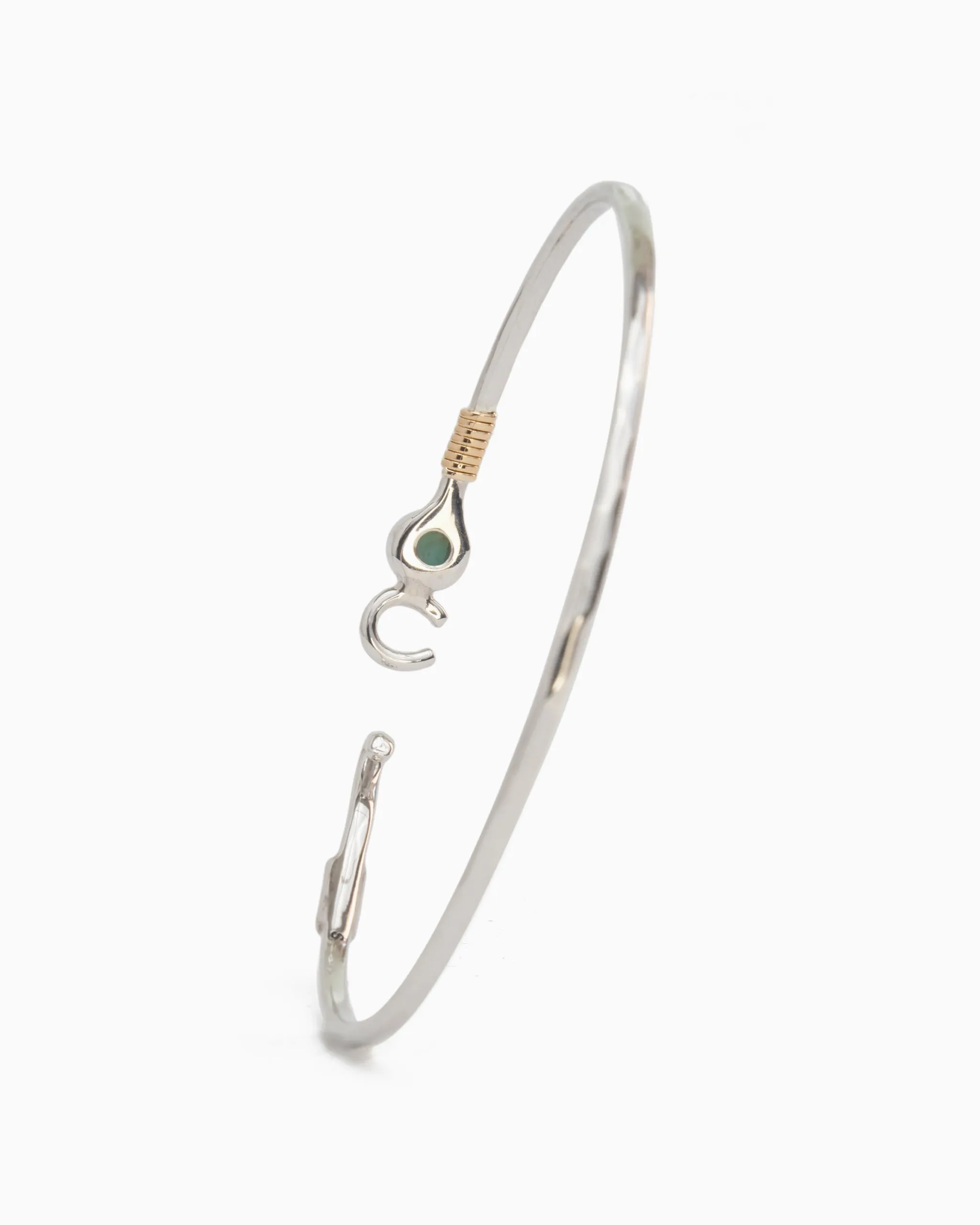 The Hook Bracelet with Stone, 2mm - Larimar