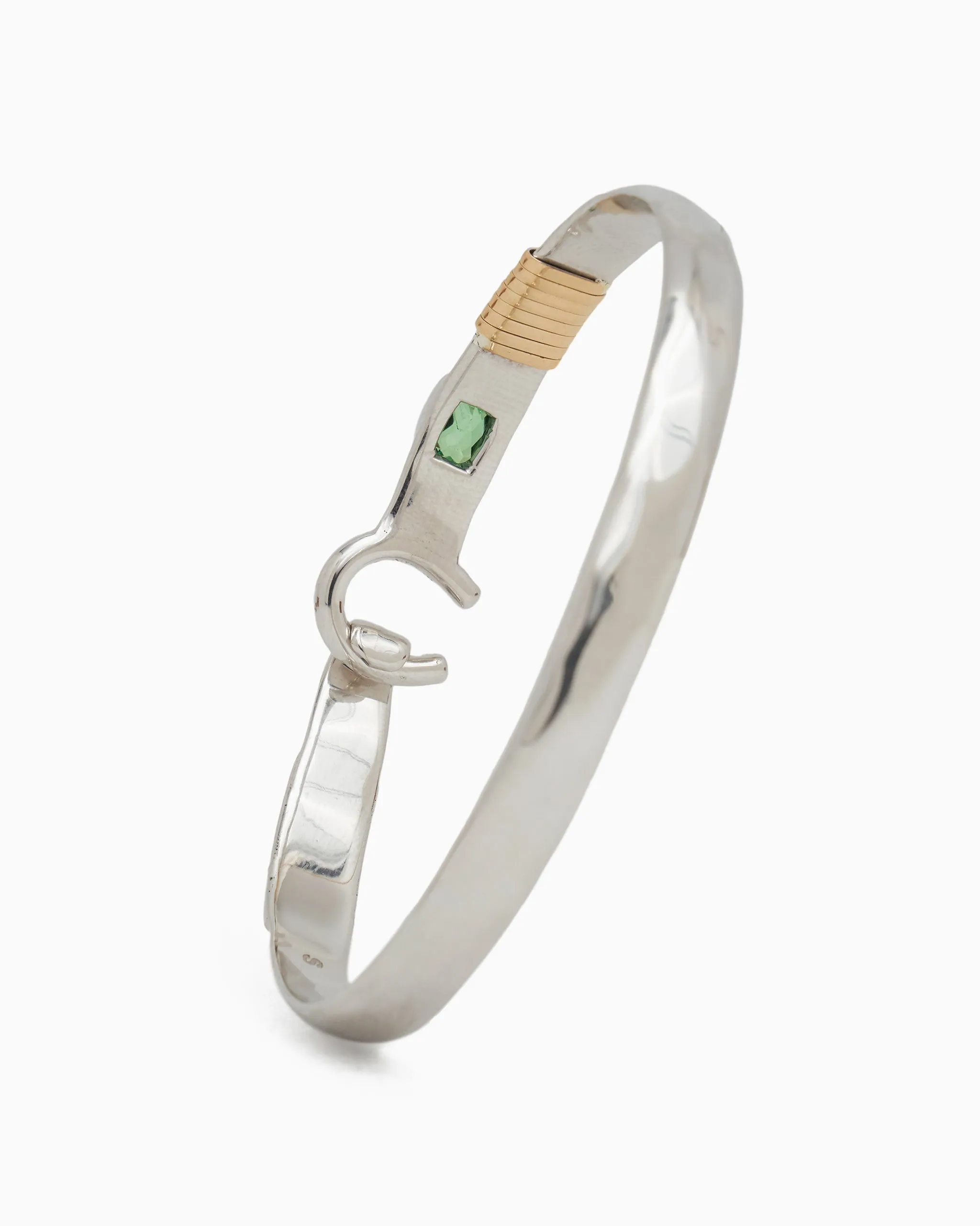 The Hook Bracelet with Stone, 6mm - Green Zircon