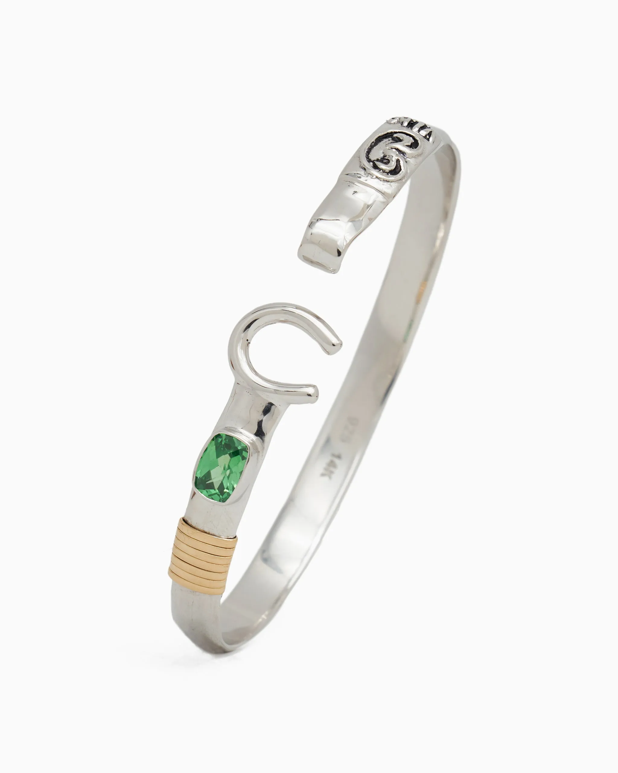 The Hook Bracelet with Stone, 6mm - Green Zircon