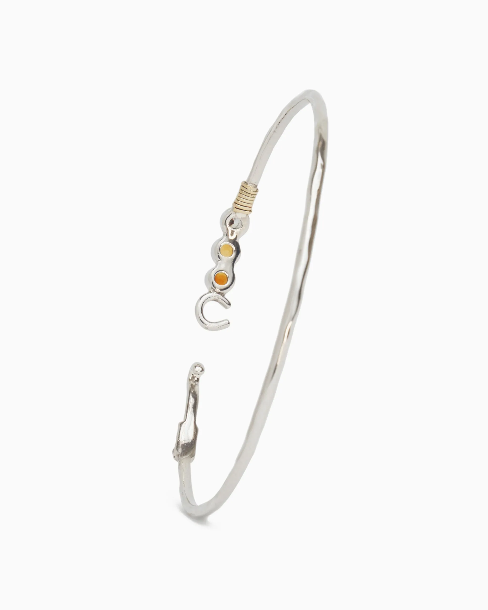 The Hook Bracelet with Triple Stones, 2mm - Honey Citrine, Lemon Citrine, White Zircon