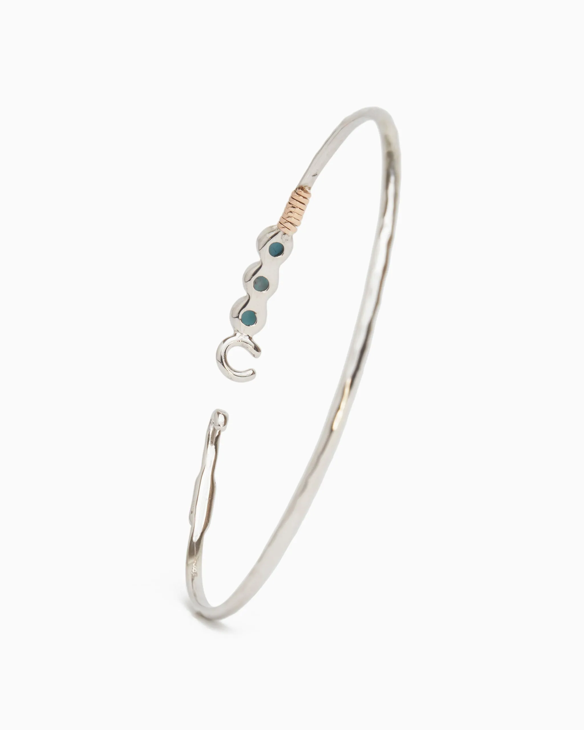 The Hook Bracelet with Triple Stones, 2mm - Triple Larimar