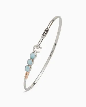 The Hook Bracelet with Triple Stones, 2mm - Triple Larimar